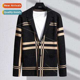 autumn winter new Men lapel sweater 2023 cardigan