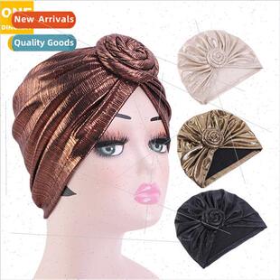 New Stamping Retro Turban Hat Plate Flower Knotted Sleeve Ha