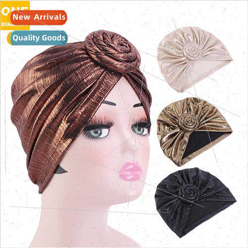 New Stamping Retro Turban Hat Plate Flower Knotted Sleeve Ha