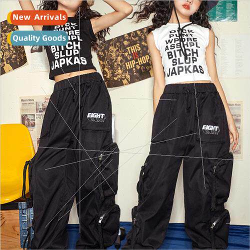 Jazz dance costume girls summer practice clothes short top w