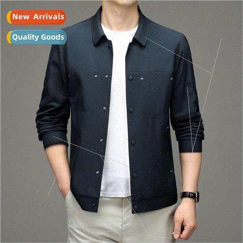 2023 fall new jacket men short flip collar simple versatile