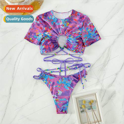 Europe Swimsu Short Sleeve i Sexy Womens Triangle Section Sp
