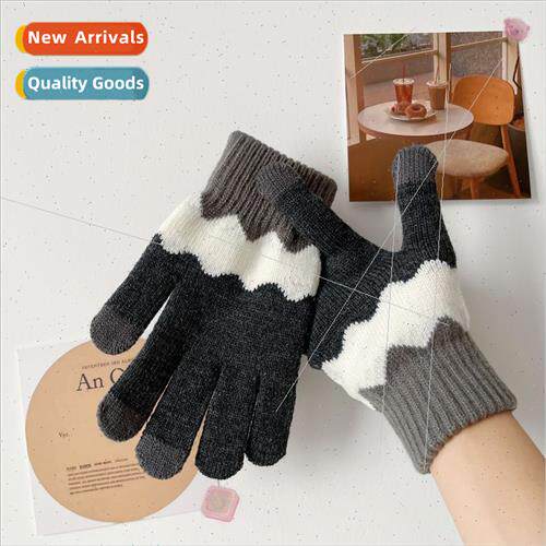 Korea  new winter thickened gloves female cold cartoon five