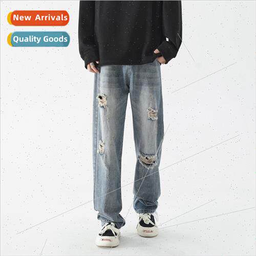 2023 spring fall jeans men new Korea fashion students straig