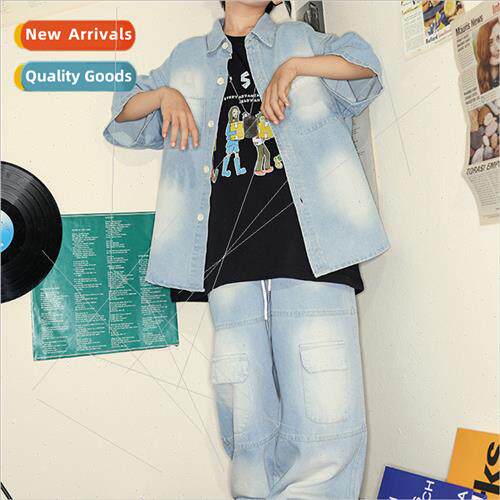Set dance children tide clothing hip-hop loose denim su boys