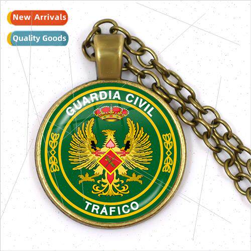 Fashion Espa?a Guardia Civil Glass Round Pendant Necklace C