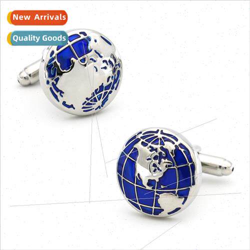 French shirt cuff round world map globe cufflinks classic bl