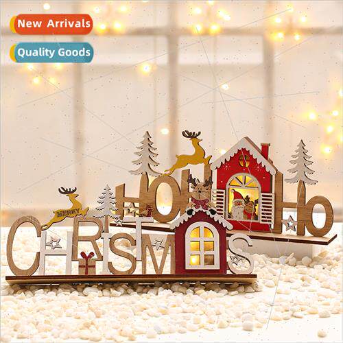 Christmas laser engraved wooden DIY assembled light-emting l