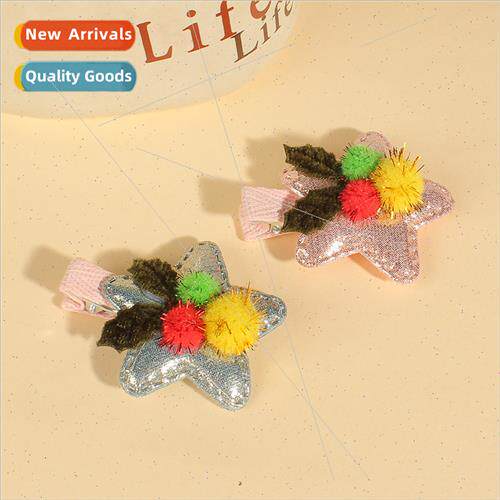 new five-pointed star hair clips children hairball clip hair