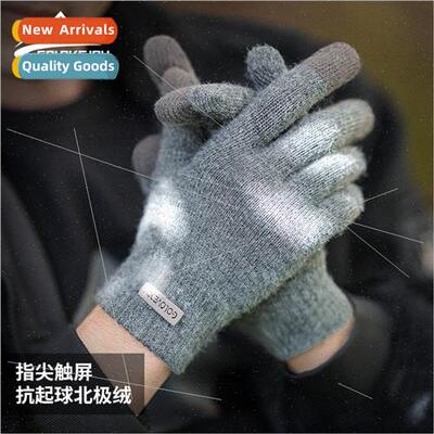 Winter new Arctic fleece knted gloves mens padded thickened