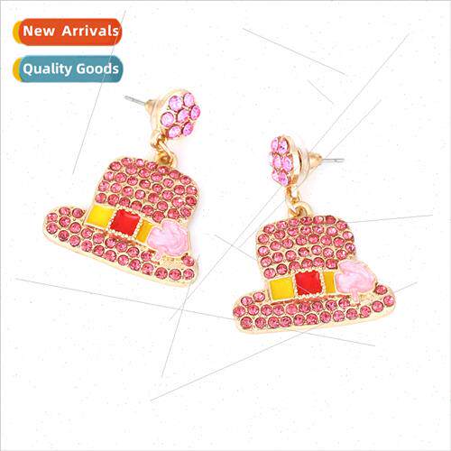 Korea fresh lovely alloy oil drop diamond hat earrings perso