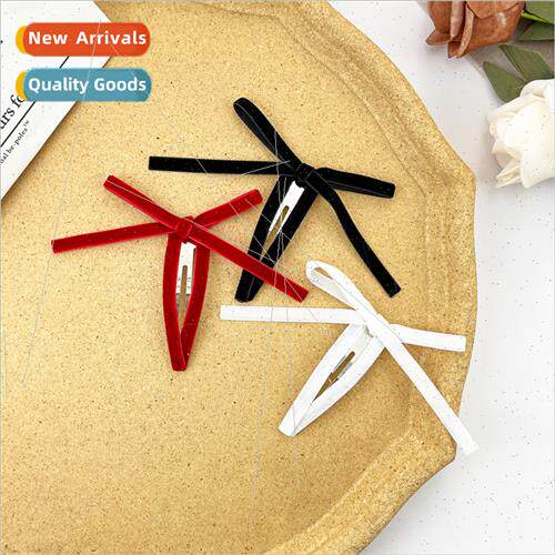 Cute girls velvet bow BB clip sweet hair clips side bangs cl