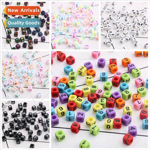 Acrylic loose beads numbers letters square beads diy childre