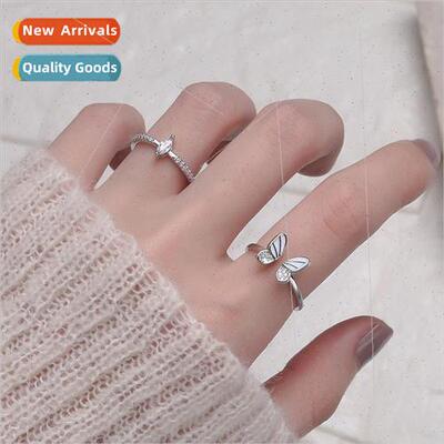 2-in-1 combination open finger ring Korea whe dance butterfl