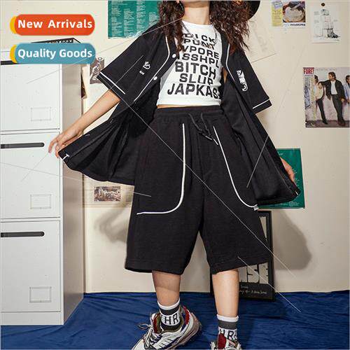 Set dance children tide clothing hip hop black baseball su s