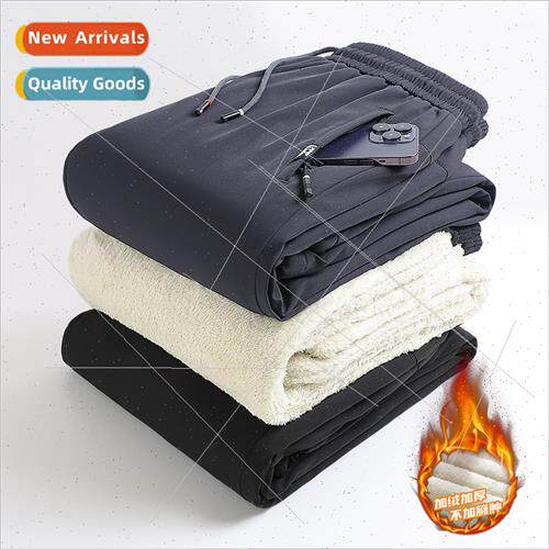 Winter large size lambswool pants men padded thickened casua