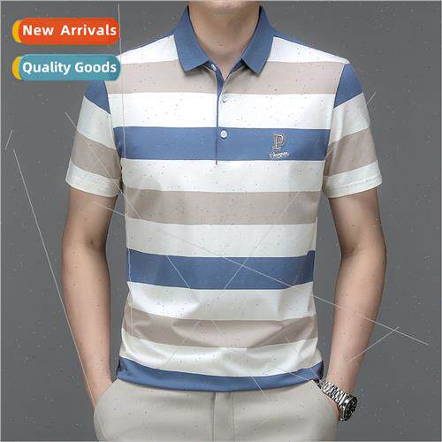 Summer polo shirt striped t-shirt boys tide lapel short-slee