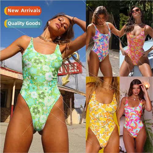 2024 new Europe flower print sexy vacation  hot thin bikini