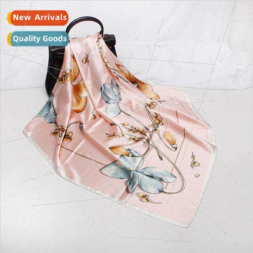 22 summer new simulation silk scarf women 90cm satin butterf