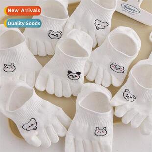 female spring cotton fingers anti thin socks autumn Five and