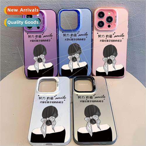 Women lerary Apple phone case 15pro color silver case 14pro