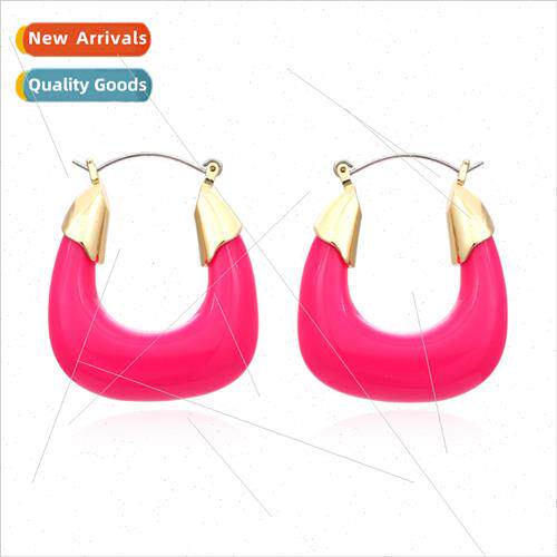 Design alloy simple acrylic earrings retro fashion colorful