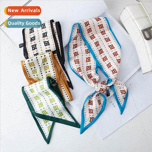 Korea  ins silk scarf female spring fall oblique angle scarf