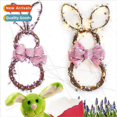 Easter Bunny Hanging 2023 new LED light-up rattan circle Eas