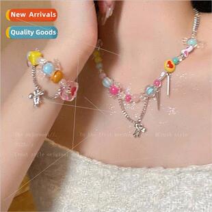 Candy Sweetheart Colorful Bow Tassel Necklace Women che Acce