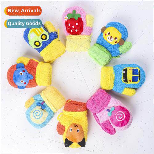 2022 fall winter warm coral velvet children gloves cartoon k