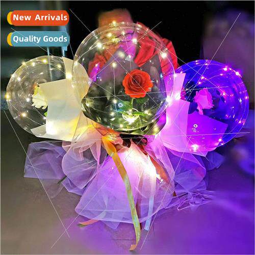 Valentine Day led rose bobble ball shine bouquet balloon nig