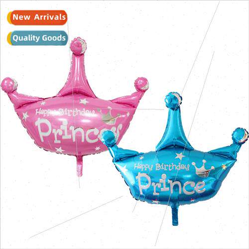 Princess Prince Blue Pink Crown Aluminum Film Balloon Childr