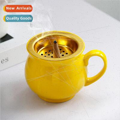 Scandinavian mple Big Belly Cup Ceramic Metal Incense Burner