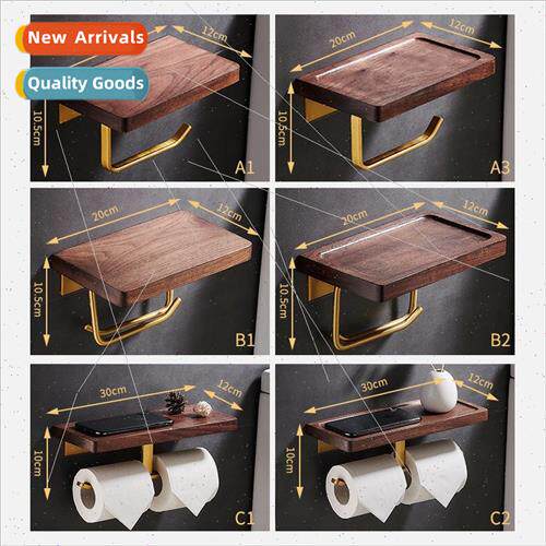 Solid wood paper towel holder creative bathroom gold toilet