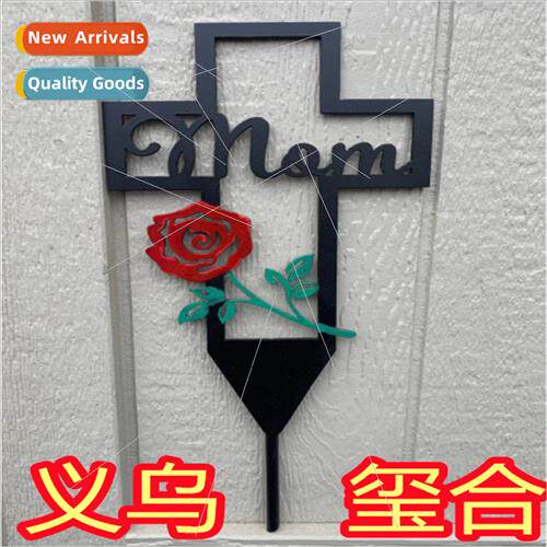 New Rose Gross Stake Rose Cross Stake wh Stake Engraved Plaq