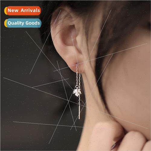 Maple leaf ear wires female fashion ear chain long tassel le
