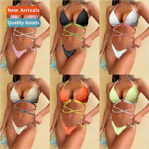 2023 Europe Sexy Heart Drawstring Strap Hard Cup Bikini Swim