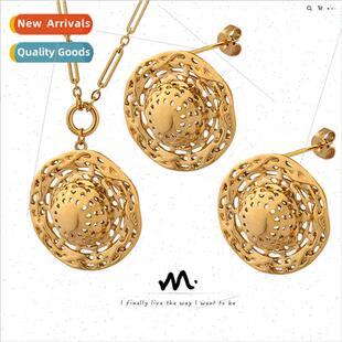 out wom metal necklace hat straw hollowed wind ins Europe