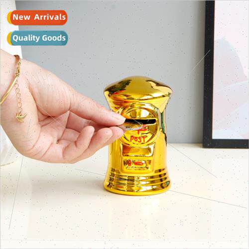 Creative small electroplated gold ceramic money jar money ja