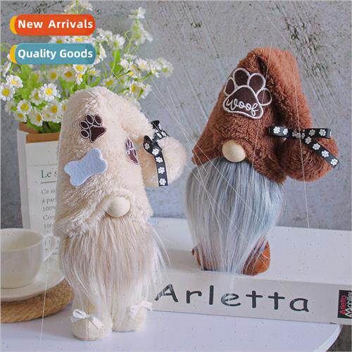 Standing pose faceless doll cute old man gnome dog dog doll