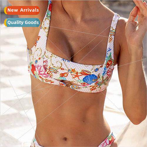 Europe new floral bikini tight backless spl sexy halter swim