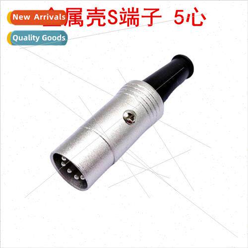 Large 5 pole plug metal silver plated core 5 pole solder con