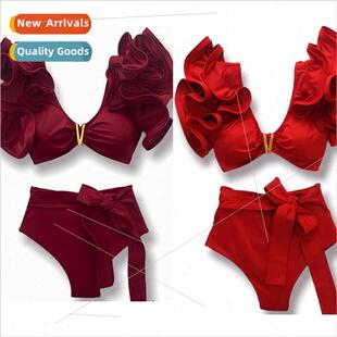 Womens Spl Solid i2023 Col Crimped Swimsu Sexy Bikini Europe