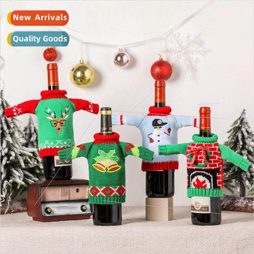 New Christmas knted wreath bell wine set Christmas snowman e