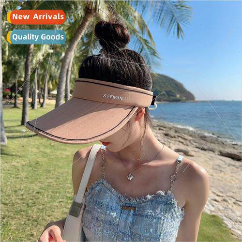 new large brim sunshade hollow top hat fisherman hat ponytai