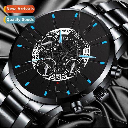 Ins Model Men Business Quartz Watch wh Steel Strap Three Eye