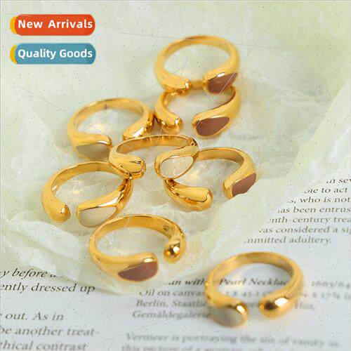 Fashion niche opening drip oil tanium steel gold-plated ring