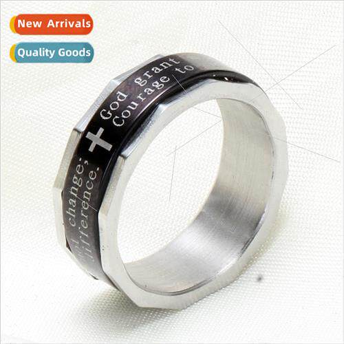 Europe Ins Minimalist Cross Stainless Ring Turnable Ring