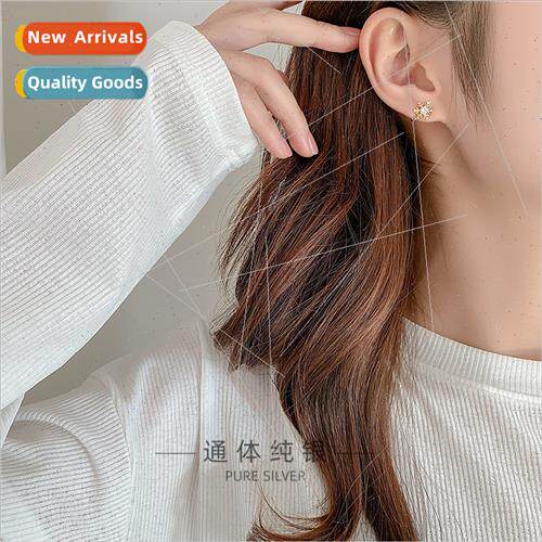 S925 silver snowflake ear clips Korea Mori inlaid diamonds w