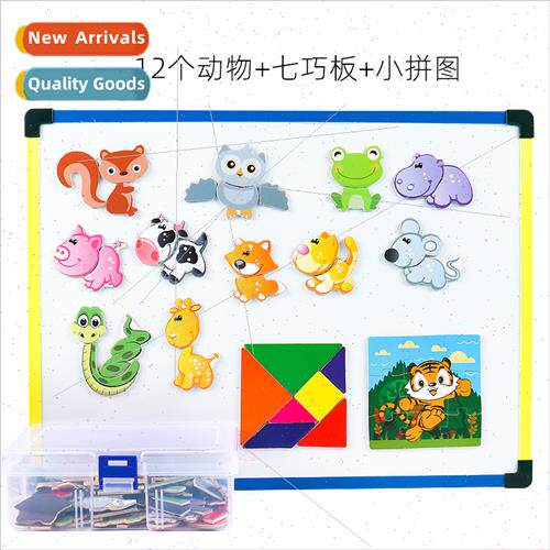 Children toys wooden magnetic jigsaw puzzle animal jigsaw pu